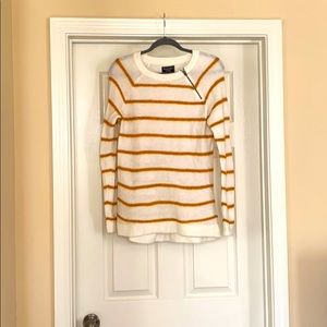 Abercrombie Gold and White striped Zipper Sweater